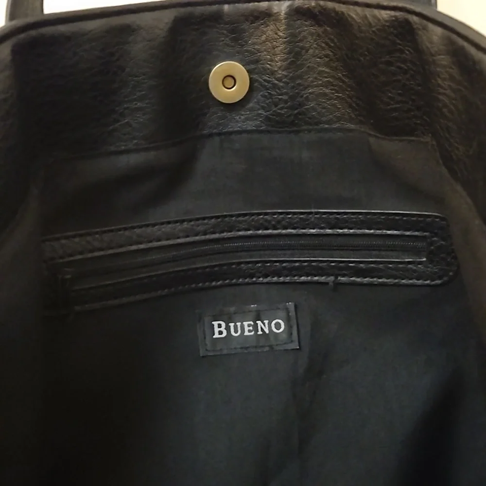 BUENO Black Studded Extra Large Faux Leather Western Shoulder Bag